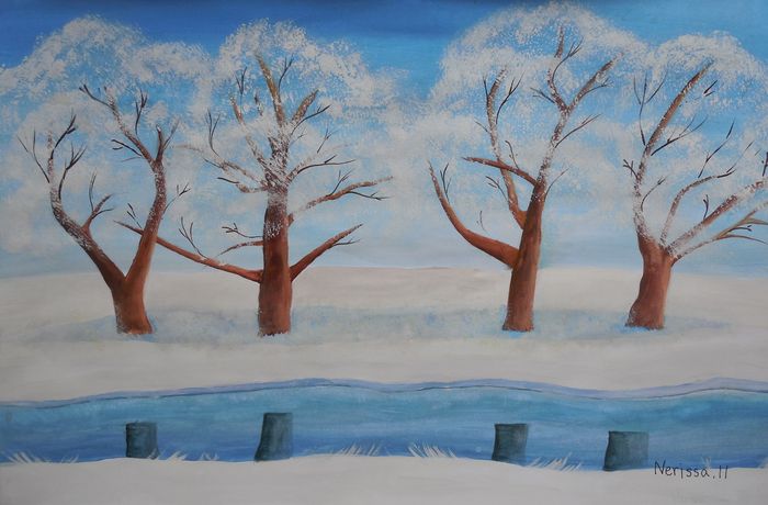 Art Studio PALETTE. Nerissa Wang Picture.  Tempera Landscape Winter 
