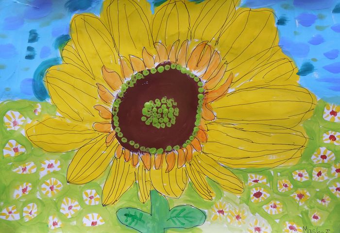 Art Studio PALETTE. Mariya Ivanova Picture.  Marker, Tempera Plants Flowers 