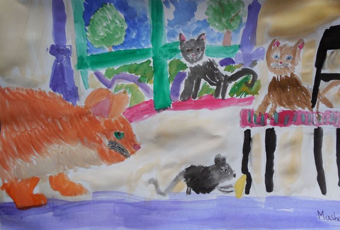 Art Studio PALETTE. Mariya Ivanova Picture.  Watercolour Animals Cats 