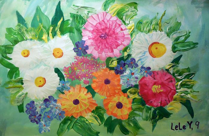 Art Studio PALETTE. Lele Yang Picture.  Tempera Plants Flowers 