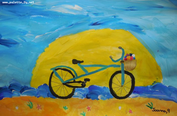 Art Studio PALETTE. Joanna Li Picture.  Tempera Design Bicycle 