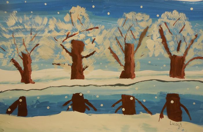 Art Studio PALETTE. Lucas Chen Picture.  Tempera Landscape Winter 