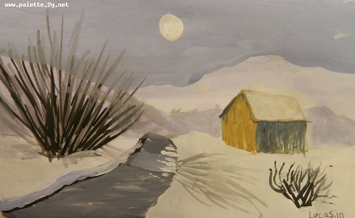 Art Studio PALETTE. Lucas Chen Picture.  Tempera Landscape Winter 