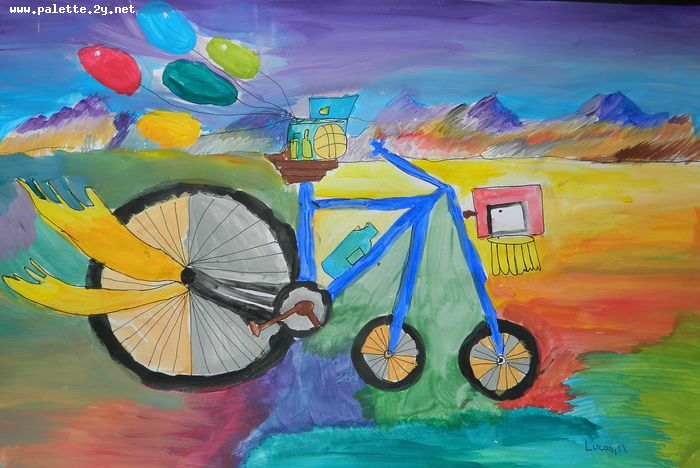 Art Studio PALETTE. Lucas Chen Picture.  Tempera Design Bicycle 