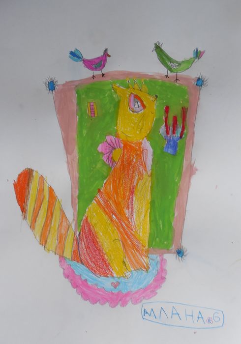Art Studio PALETTE. Milana Baiman Picture.  Coloured Pencil Animals Cats 