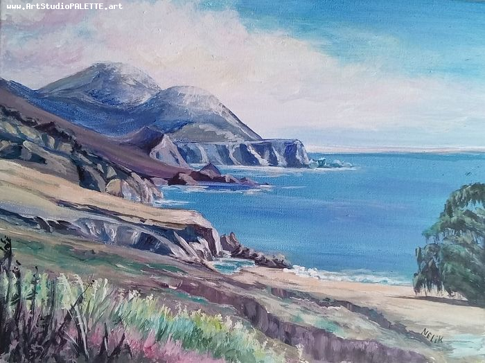 Art Studio PALETTE. Neli Kapytskaya Picture. Canvas Acrylic Landscape Seascape 