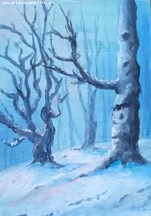 Art Studio PALETTE. Neli Kapytskaya Picture. Canvas Acrylic Landscape Trees 