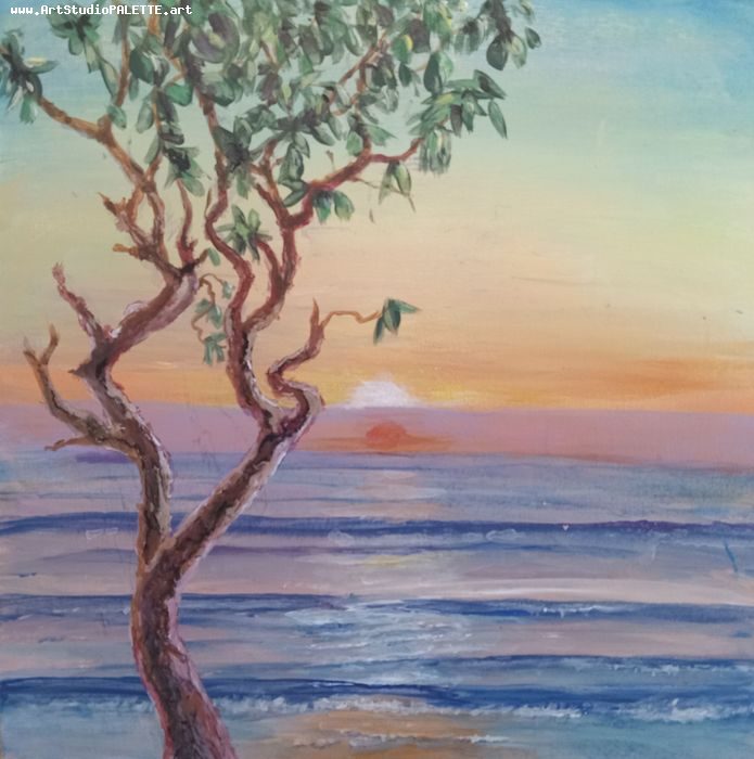 Art Studio PALETTE. Neli Kapytskaya Picture. Canvas Acrylic Landscape Seascape 