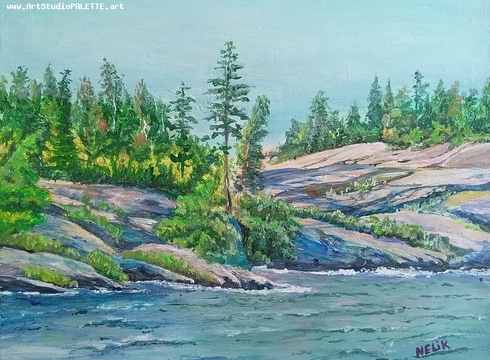 Art Studio PALETTE. Neli Kapytskaya Picture. Canvas Acrylic Landscape Nature 