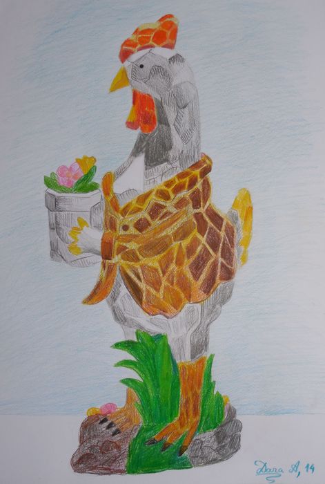 Art Studio PALETTE. Dara Ardjieva Picture.  Coloured Pencil Animals Birds 