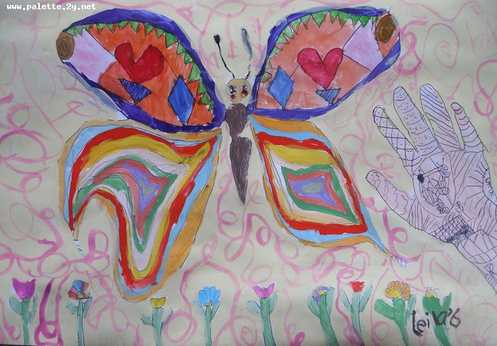 Art Studio PALETTE. Leila Cox Picture.  Tempera Animals Butterfly 
