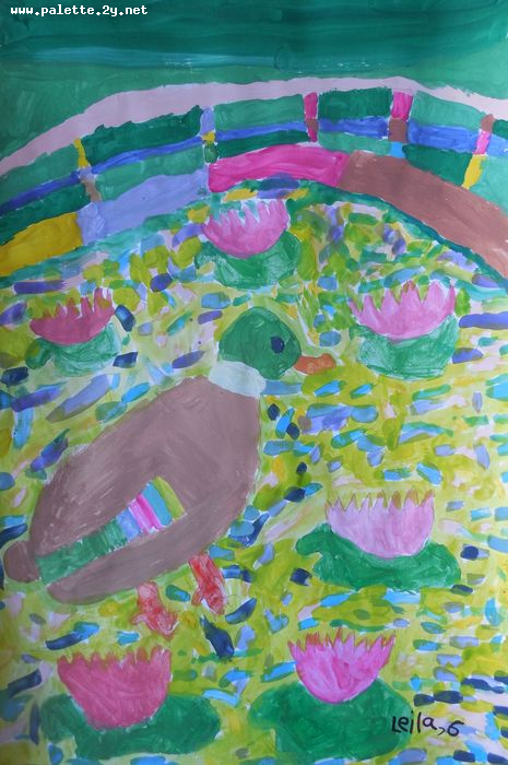 Art Studio PALETTE. Leila Cox Picture.  Tempera Inspired by Monet 