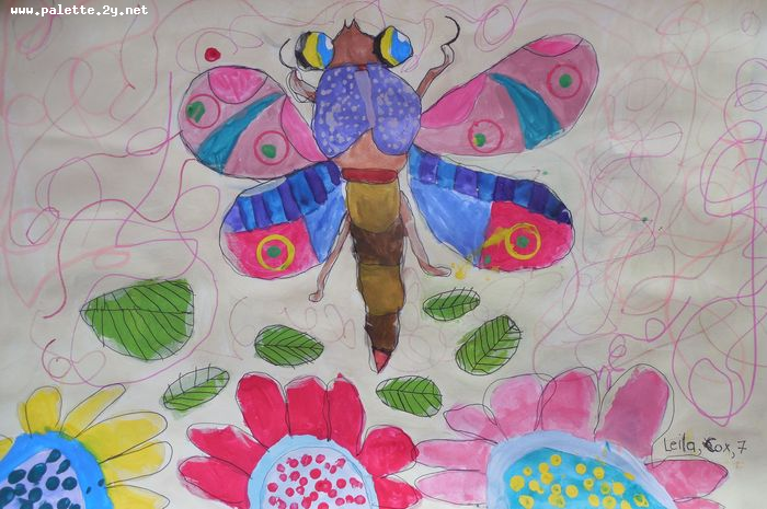 Art Studio PALETTE. Leila Cox Picture.  Marker, Tempera Animals Butterfly 