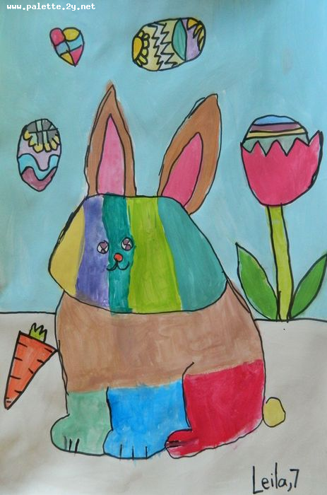 Art Studio PALETTE. Leila Cox Picture.  Marker, Tempera Holidays Easter 