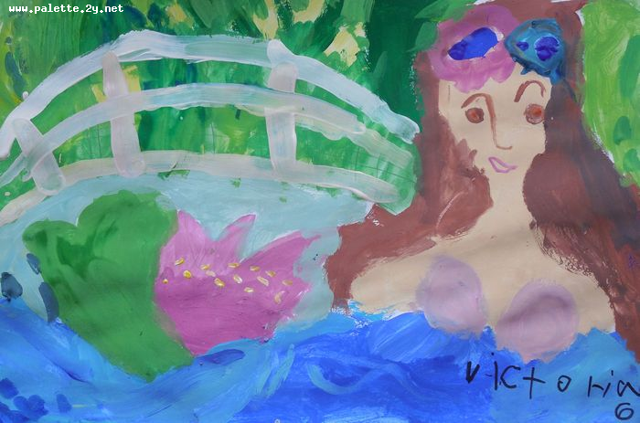 Art Studio PALETTE. Victoria Zhaiek Picture.  Tempera Fantasy Mermaid 