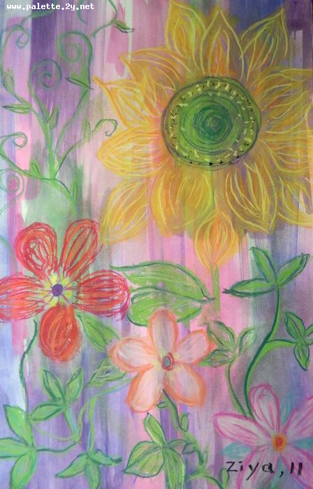 Art Studio PALETTE. Ziya Merchant Picture.  Pastel Plants Flowers 
