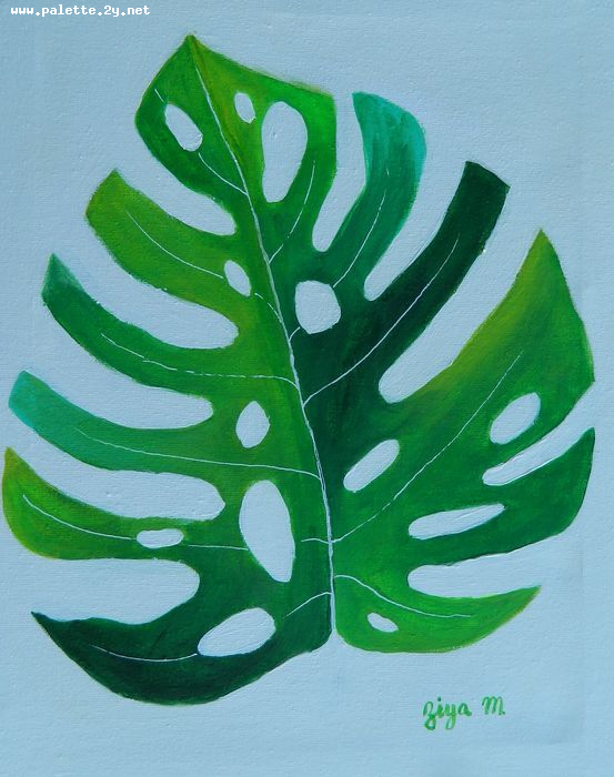 Art Studio PALETTE. Ziya Merchant Picture. Canvas Acrylic Plants Leaves 