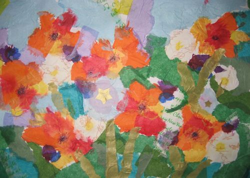 Art Studio PALETTE. Anika Tungusova Picture. Cardboard Applique Plants Flowers 