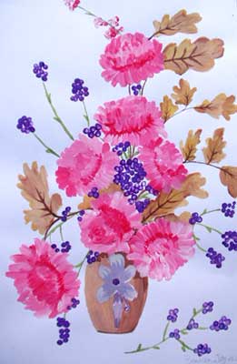 Art Studio PALETTE. Brankica Celic Picture.  Tempera Plants Flowers Flowers