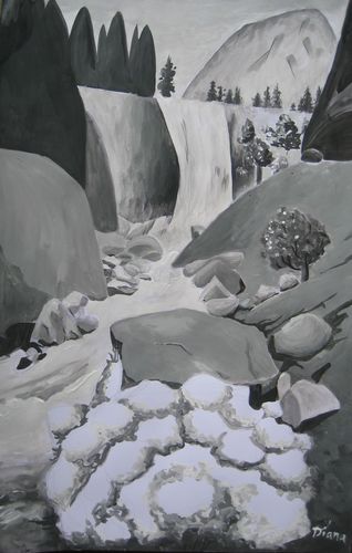 Art Studio PALETTE. Diana Hoang Picture. Cardboard Acrylic Landscape Nature 
