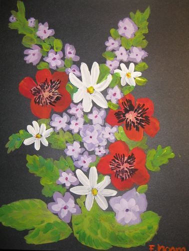 Art Studio PALETTE. Fiona Hoang Picture. Cardboard Acrylic Plants Flowers 