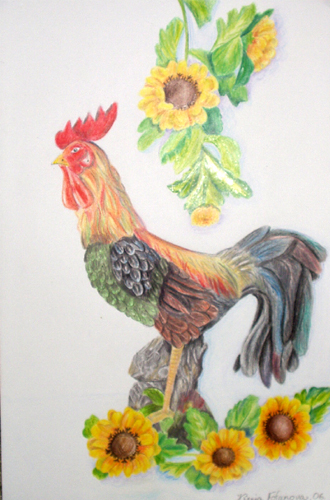 Art Studio PALETTE. Ksenia Fofanova Picture.  Coloured Pencil Animals Birds 