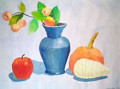 Art Studio PALETTE. Ksenia Fofanova Picture.  Tempera Still Life Fruits & Vegi Still-life