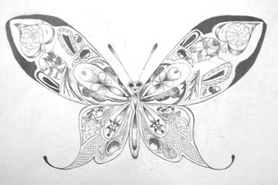Art Studio PALETTE. Darina Gorshkov Picture.  Pencil Animals Butterfly Butterfly
