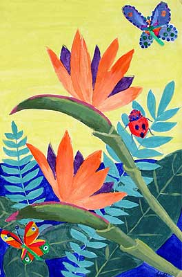 Art Studio PALETTE. Andrea Halim Picture.  Tempera Plants Flowers 