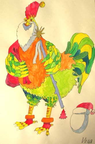 Art Studio PALETTE. Ilya Viruachev Picture.  Watercolour, Ink Animals Birds 