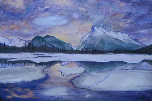 Art Studio PALETTE. Katya Akshentseva Picture.  Watercolour Landscape Winter 