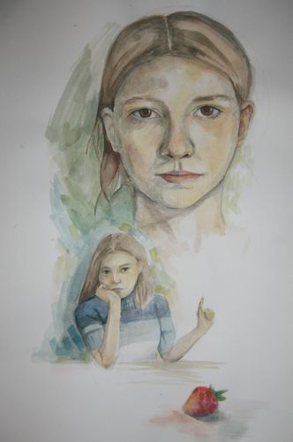 Art Studio PALETTE. Ksenia Kogevnikova Picture.  Watercolour People Selfportrait 