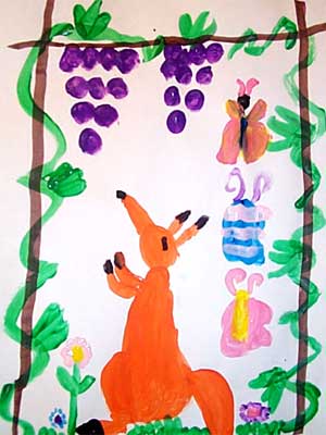 Art Studio PALETTE. Polina Kovrishko Picture.  Tempera   The Fox and The Grapes
