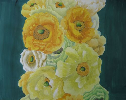 Art Studio PALETTE. Xenia Chiru Picture. Fine Art Paper Tempera Plants Flowers 