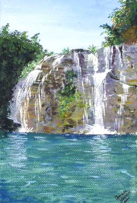 Art Studio PALETTE. Tamara Lebed Picture. Canvas Acrylic Landscape Nature Waterfall