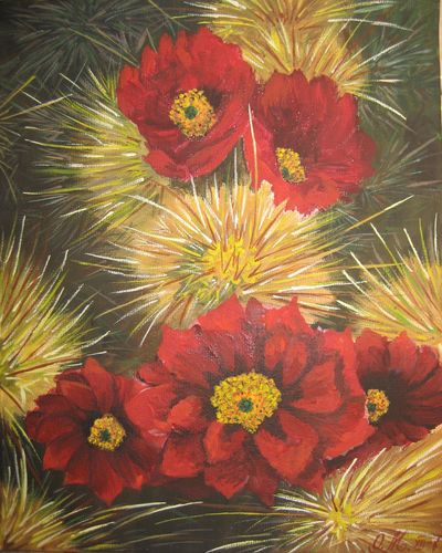 Art Studio PALETTE. Olga Maltseva Picture. Canvas Acrylic Plants Cacti 