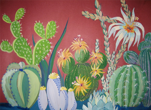 Art Studio PALETTE. Masha Rezvanova Picture. Cardboard Acrylic Plants Cacti Фестиваль Кактусов