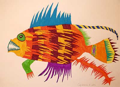 Art Studio PALETTE. Sergey Mikhailov Picture.  Marker Animals Fish Fish