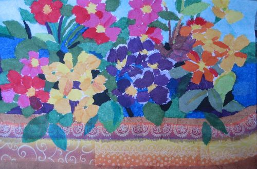 Art Studio PALETTE. Michelle Tseng Picture. Cardboard Applique Plants Flowers 