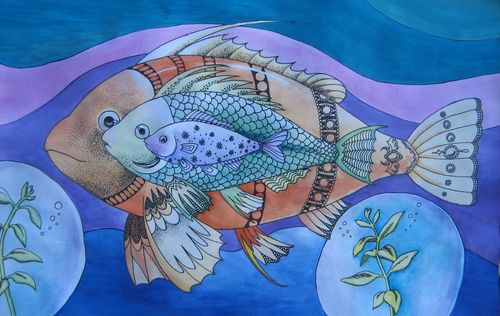 Art Studio PALETTE. Michelle Tseng Picture.  Watercolour, Ink Animals Fish Рыбы