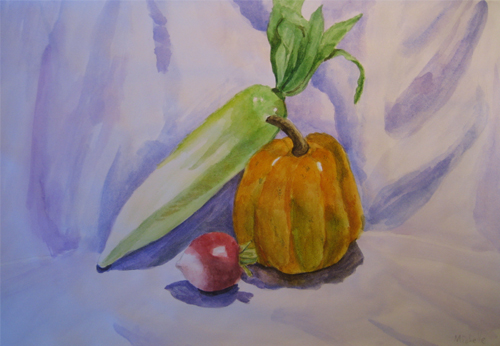 Art Studio PALETTE. Michelle Tseng Picture.  Watercolour Still Life Fruits & Vegi 