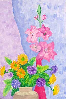 Art Studio PALETTE. Elvira Rak Picture.  Tempera Plants Flowers 