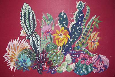 Art Studio PALETTE. Dona Rudari Picture.  Acrylic Plants Cacti Cactus