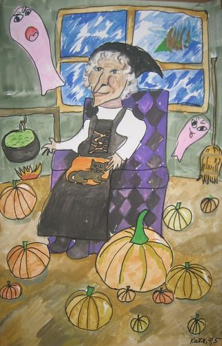 Art Studio PALETTE. Katya Silina Picture.  Watercolour, Ink Holidays Halloween 