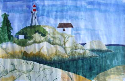 Art Studio PALETTE. Vladimir Smirnov Picture.  Watercolour   Lighthouse