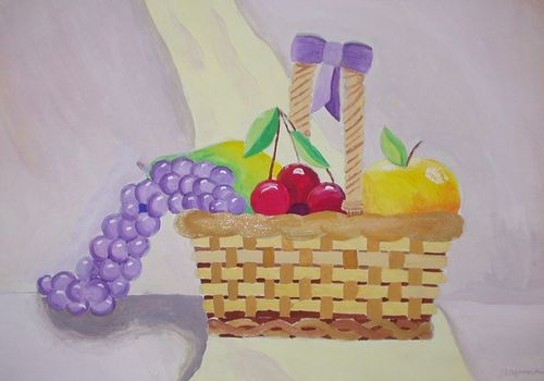 Art Studio PALETTE. Marina Smirnova Picture.  Tempera Still Life Fruits & Vegi 