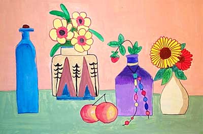 Art Studio PALETTE. Marina Smirnova Picture.  Tempera   Composition from vases