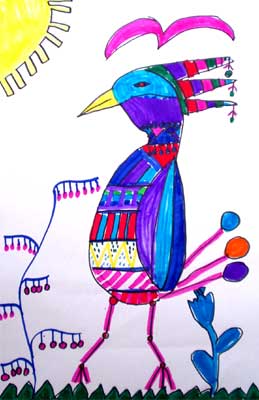 Art Studio PALETTE. Anton Suhachov Picture.  Marker   Decorative bird