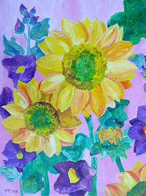 Art Studio PALETTE. Tamara Tukaeva Picture.  Tempera Plants Flowers 