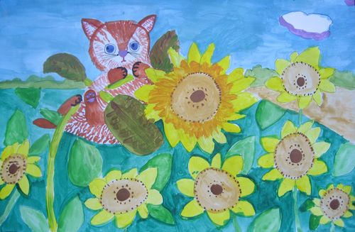 Art Studio PALETTE. Valerie Rezvanova Picture. Fine Art Paper Watercolour Animals Cats 